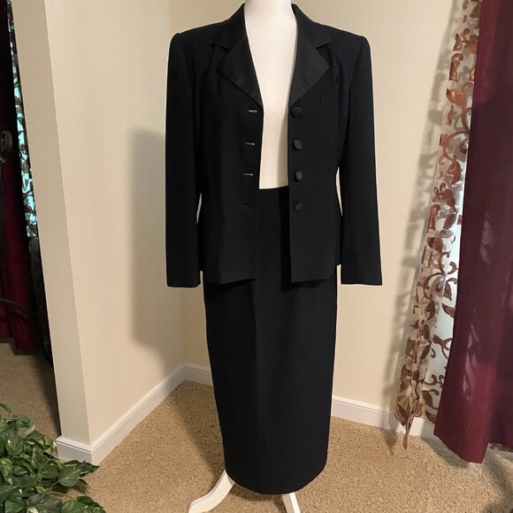 VINTAGE Jacqueline Ferrar 2 Piece Black Pencil Skirt Suit ~Style 40312 Size 10/6 - Picture 6 of 16